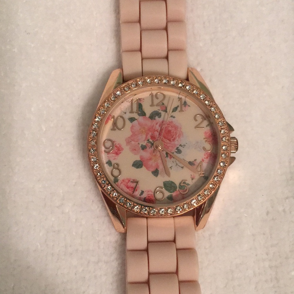 Rose Gold Floral Face Watch